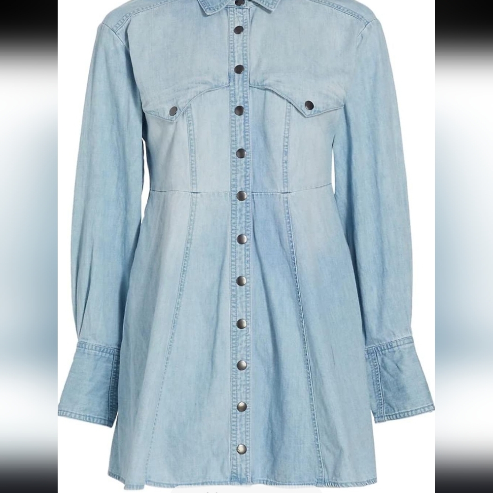Free People We the Free Sammie Mini Denim Dress Size Small - Picture 7 of 8